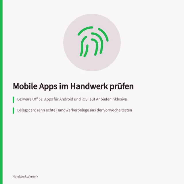 Karte zur Prüfung mobiler Handwerker-Apps und Belegerfassung. Mobile Handwerkssoftware prüfen: Apps, Belegscan und Verhalten bei Verbindungsabbruch